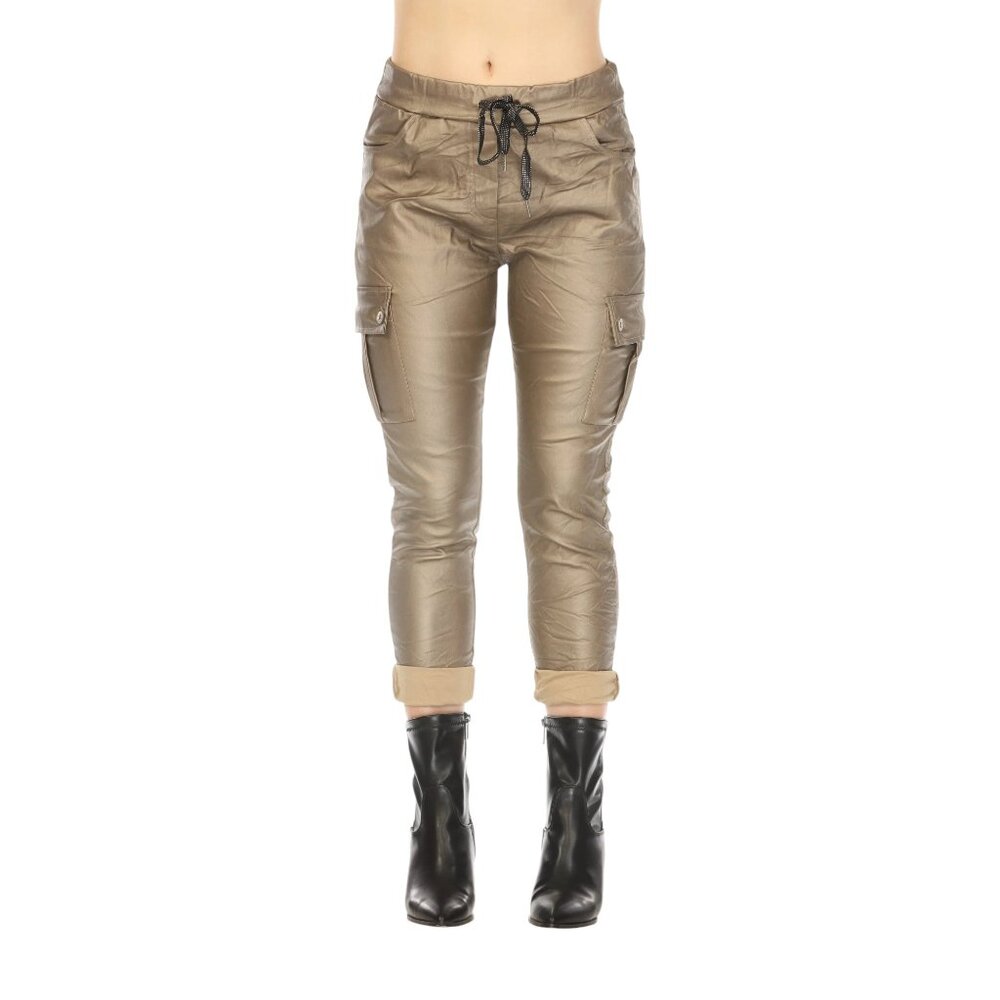 Gold Metalica stretchable made in Italy Pant